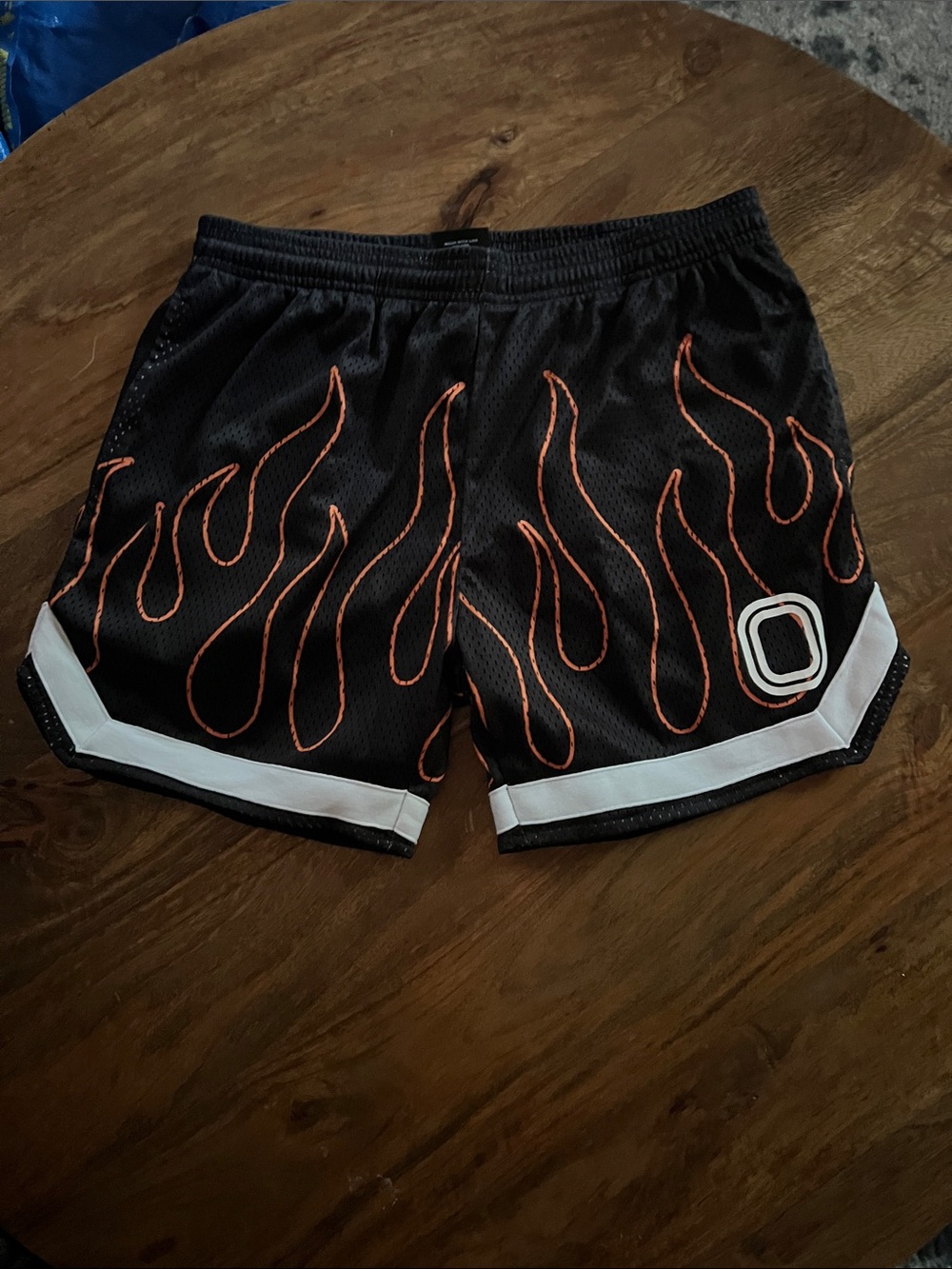 Black Flame-Print Men’s Athletic Shorts- Overtime - Men’s Small